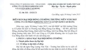 BIÊN BẢN ĐHĐCĐ THƯỜNG NIÊN NĂM 2015