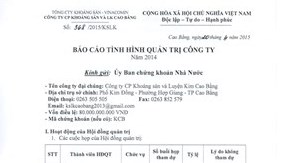 BÁO CÁO TÌNH HÌNH QUẢN TRỊ CÔNG TY NĂM 2014