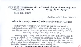 BIÊN BẢN ĐẠI HỘI ĐỒNG CỔ ĐÔNG THƯỜNG NIÊN NĂM 2019