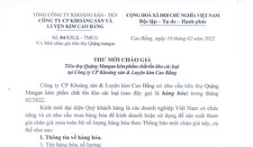 Mời chào giá tiêu thụ Quặng mangan