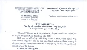 THƯ MỜI CHÀO GIÁ TIÊU THỤ SỎI, CÁT SÔ BỒ NĂM 2023