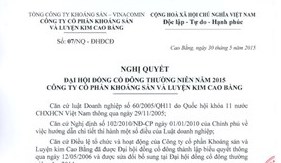 NGHỊ QUYẾT ĐHĐCĐ THƯỜNG NIÊN NĂM 2015