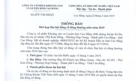 THÔNG BÁO MỜI HỌP ĐẠI HỘI ĐỒNG CỔ ĐÔNG THƯỜNG NIÊN NĂM 2019