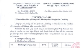 MỜI CHÀO GIÁ TIÊU THỤ FERO SILIC