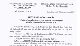 Thông báo tổ chức chào giá cung cấp DV cho thuê ngoài KL xúc bốc, VC, san gạt2024